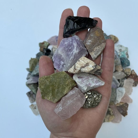 1/2 lb Medium Crafters Madagascar Rough Mix Gemstone Crystals Natural Specimens - Picture 1 of 9